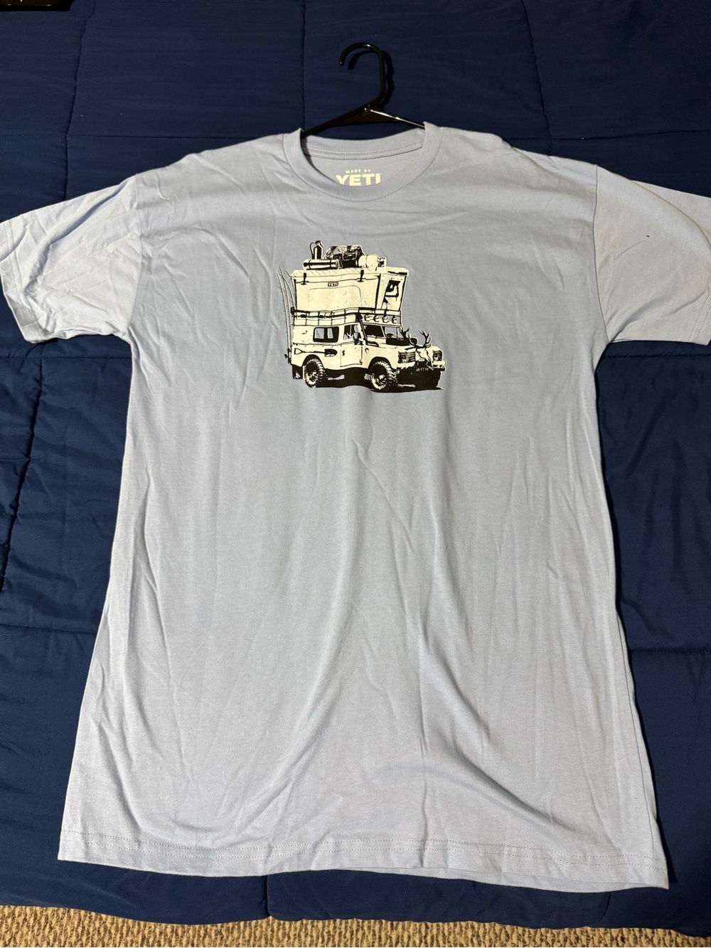 Yeti Light Blue XL Short Sleeve T-Shirt with Black Graphic Truck